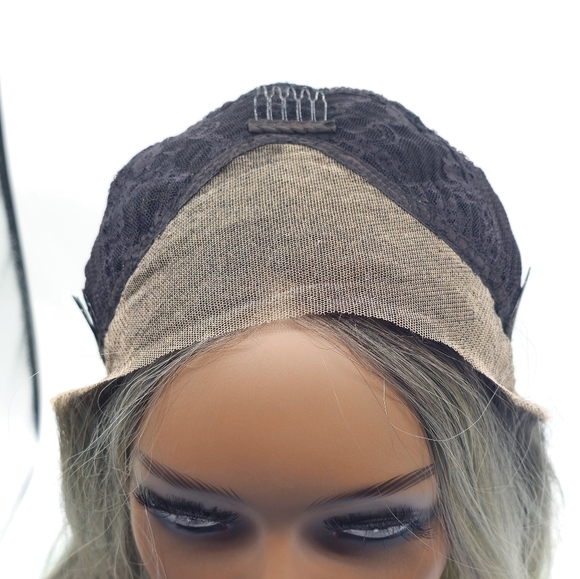 Uniwigs Pacific Palisades Long Rooted Ash Blonde & Teal Ombre Lace Front Wig - Picture 7 of 8